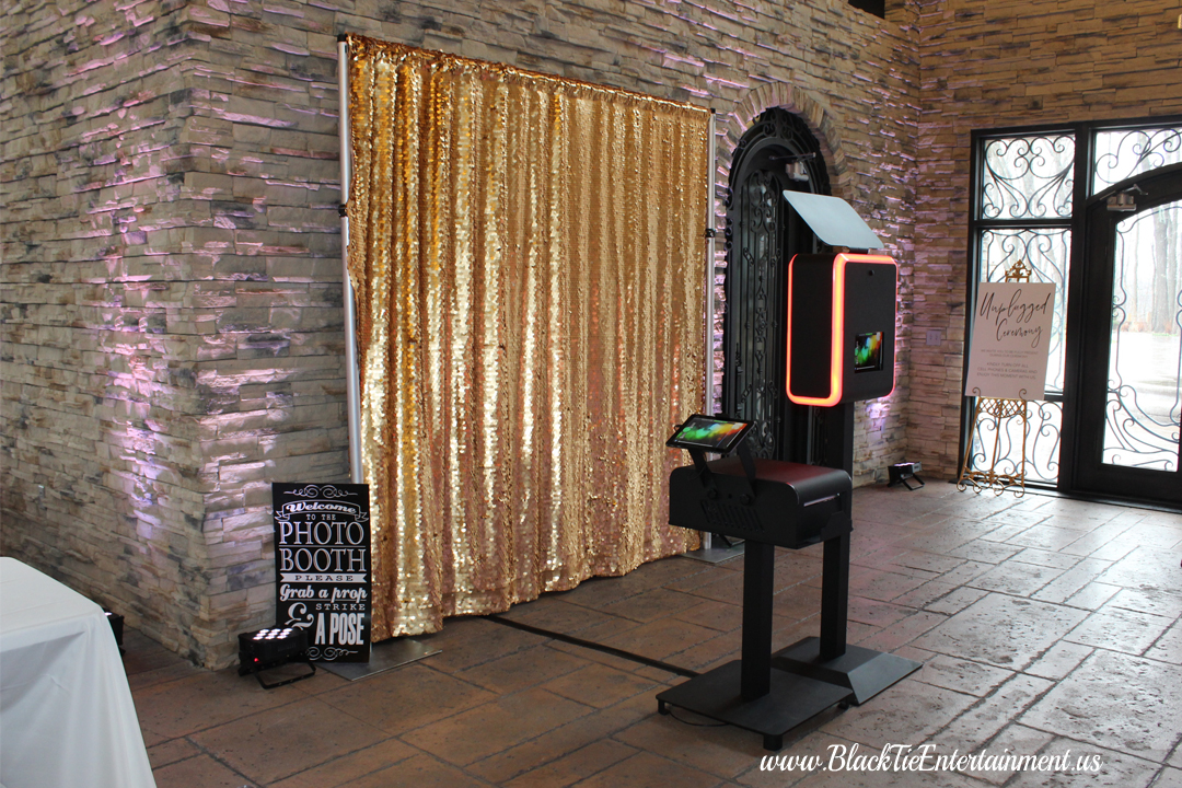 Black Tie Entertainment open air style photo booth Black Tie Entertainment at the Barn on Enchanted Acres