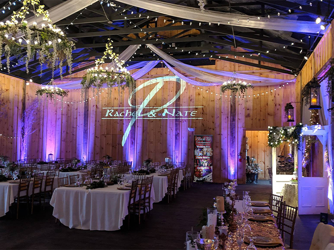 Black Tie Entertainment Ceremony Music at the Barn on Enchanted Acres of Dennison Ohio Black Tie Entertainment Name in Lights at the Barn on Enchanted Acres