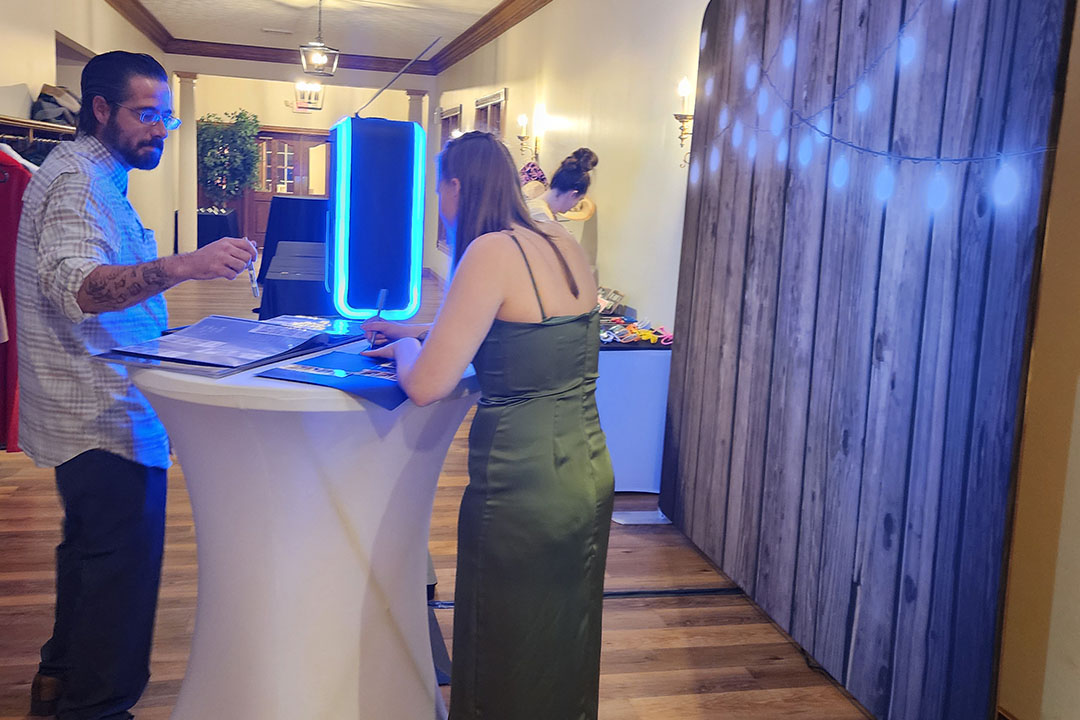 Black Tie Entertainment photo booth at the Milana Ballroom - Amish Door Black Tie Entertainment at the Milana Ballroom - Amish Door
