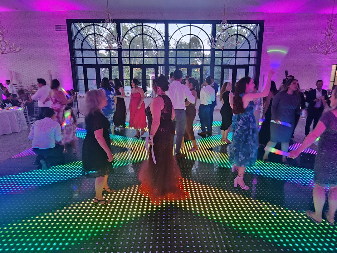 Black Tie Entertainment LED Dance Floor at Glass on Enchanted Acres of Dennison Ohio Black Tie Entertainment at Glass on Enchanted Acres
